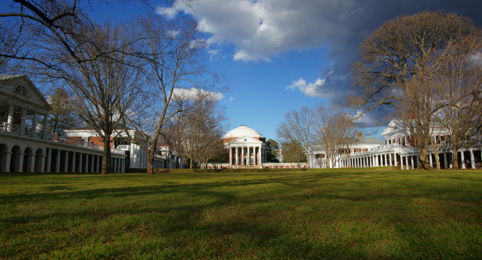 The UVA Lawn looking towards the Rotunda