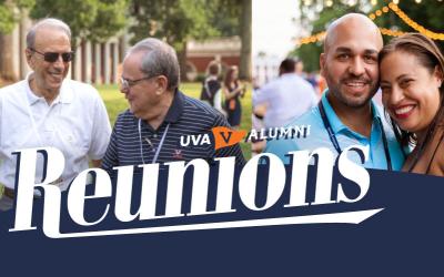 Uva Alumni reunion banner show two pictures of alumni