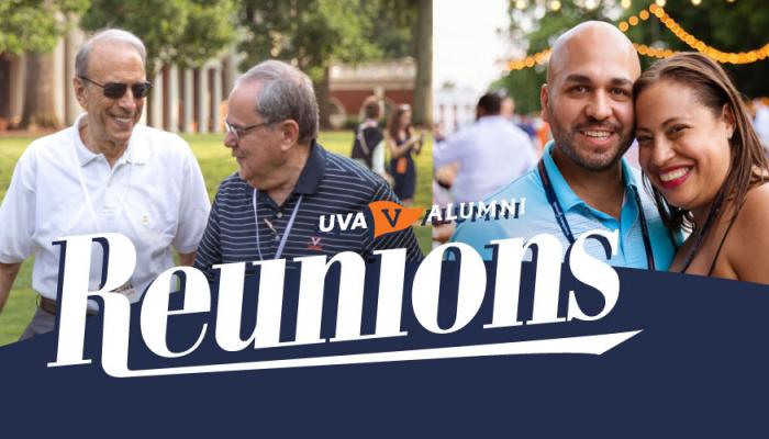 Uva Alumni reunion banner show two pictures of alumni