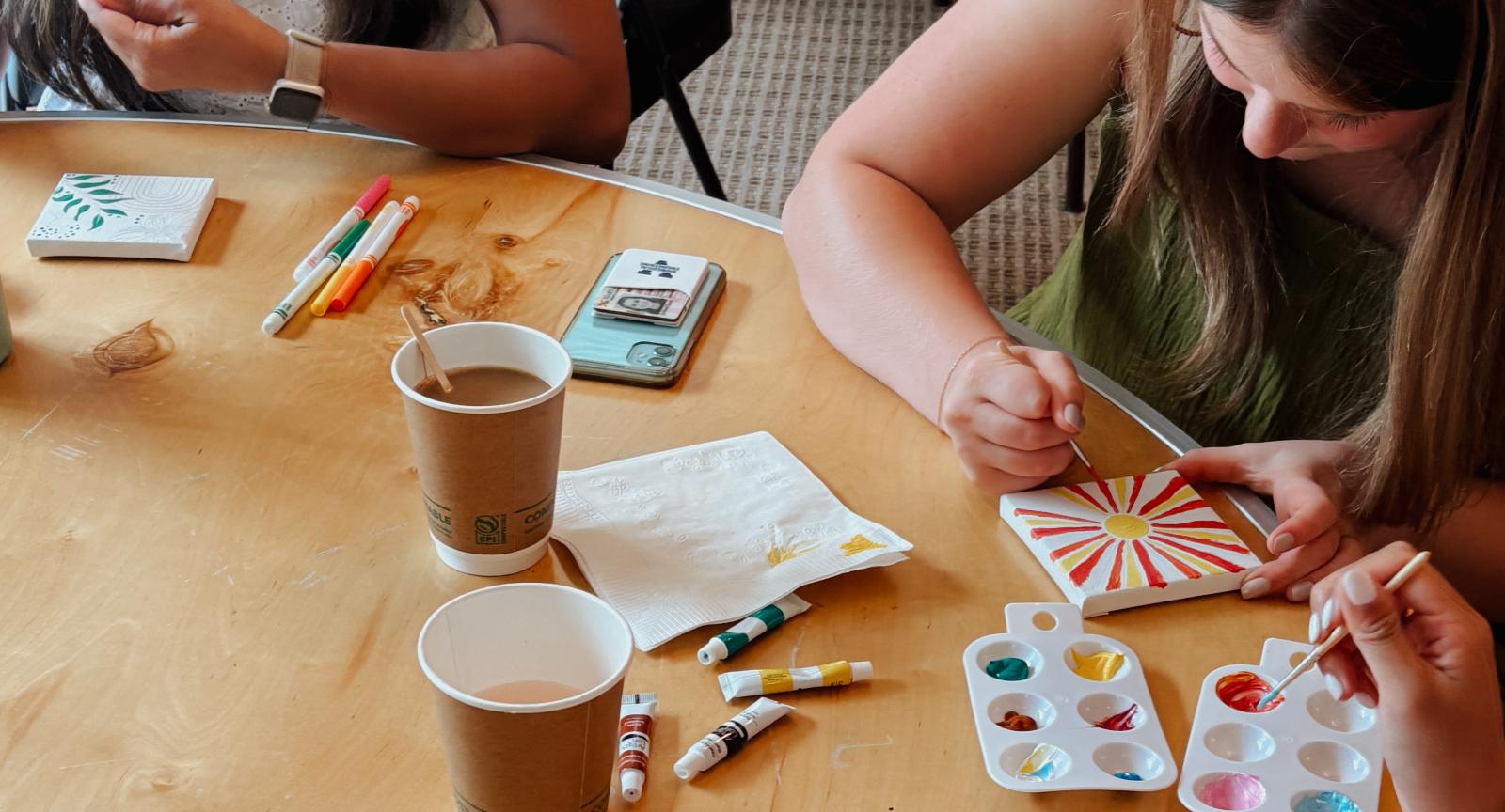 Students doing crafts