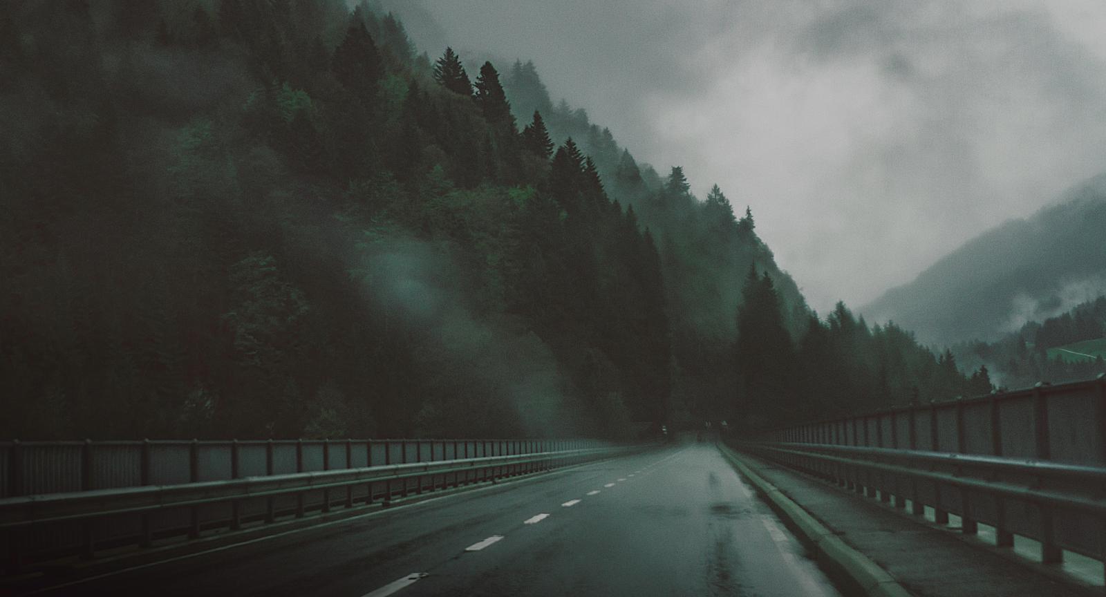 Cloudy nature road