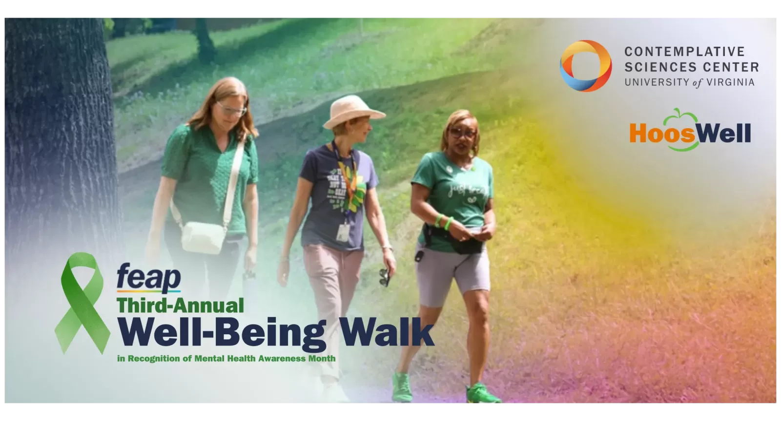 Poster for third annual FEAP well-being walk showing three people walking outside