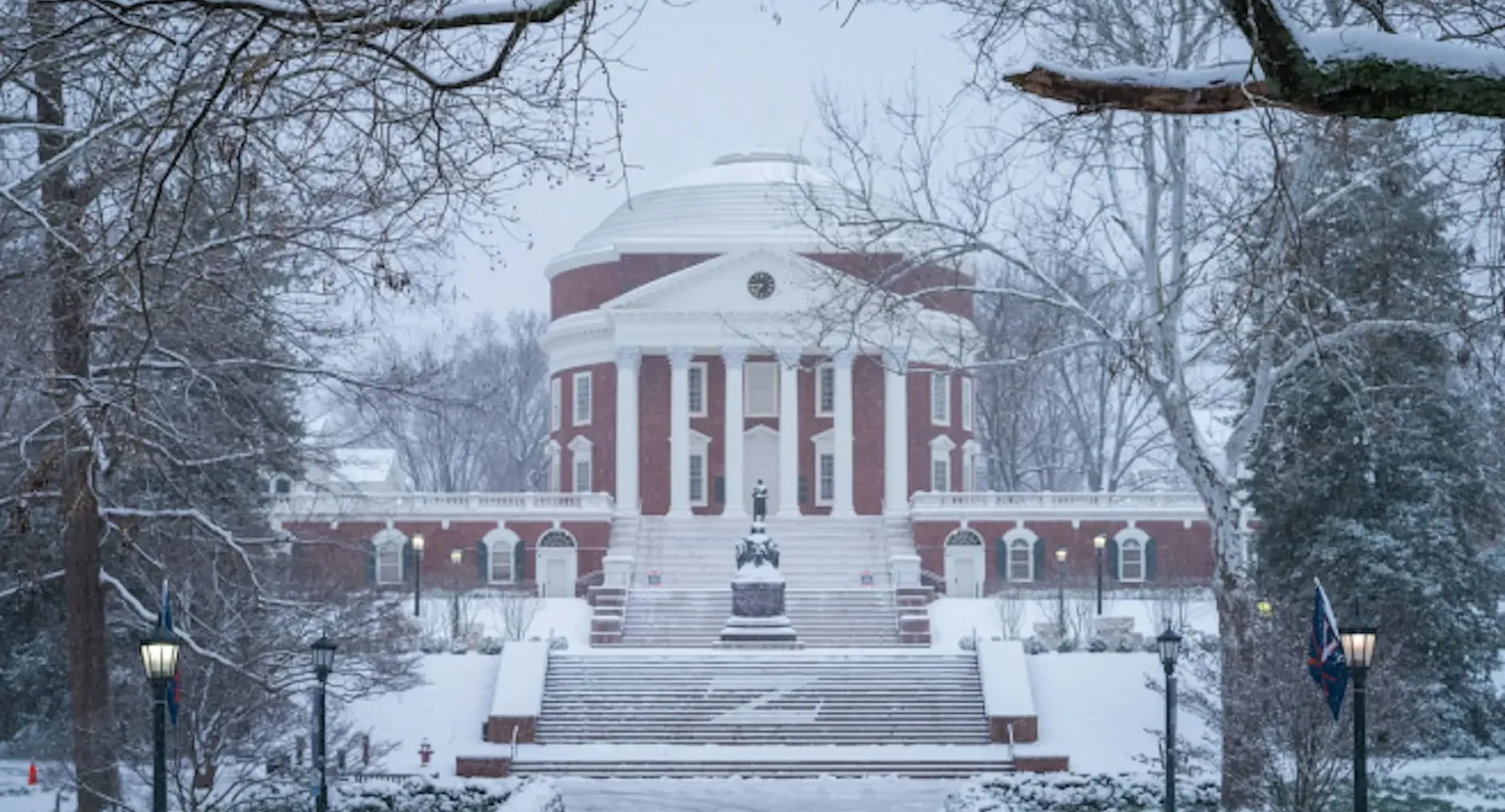 The University of Virginia Rotunda in the snow