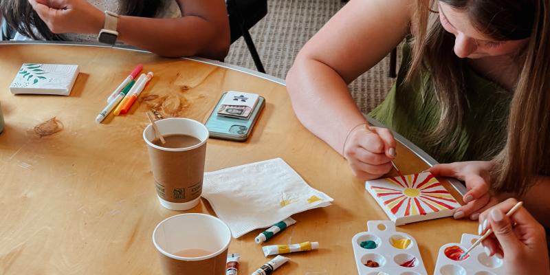 Students doing crafts