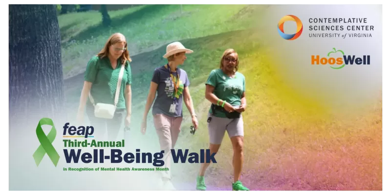 Poster for third annual FEAP well-being walk showing three people walking outside