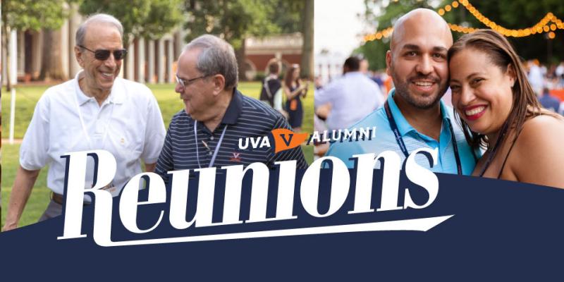 Uva Alumni reunion banner show two pictures of alumni