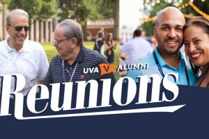 Uva Alumni reunion banner show two pictures of alumni