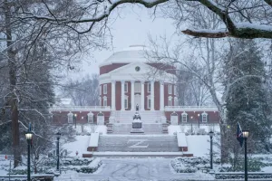 The University of Virginia Rotunda in the snow