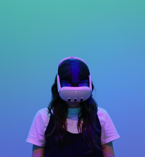 Student using a VR headset