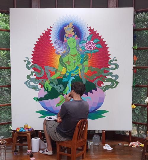 David Glowacki painting Tara Pachamama