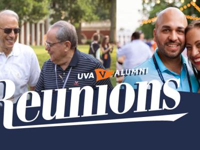 Uva Alumni reunion banner show two pictures of alumni