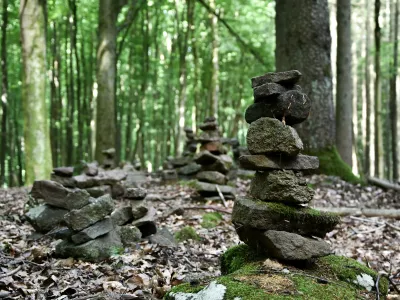Rock sculptures in the forest.